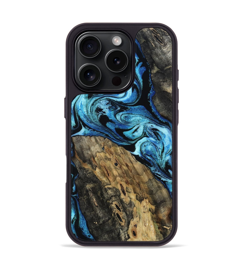 iPhone 16 Pro Wood Phone Case - Collin (Blue, 809598)