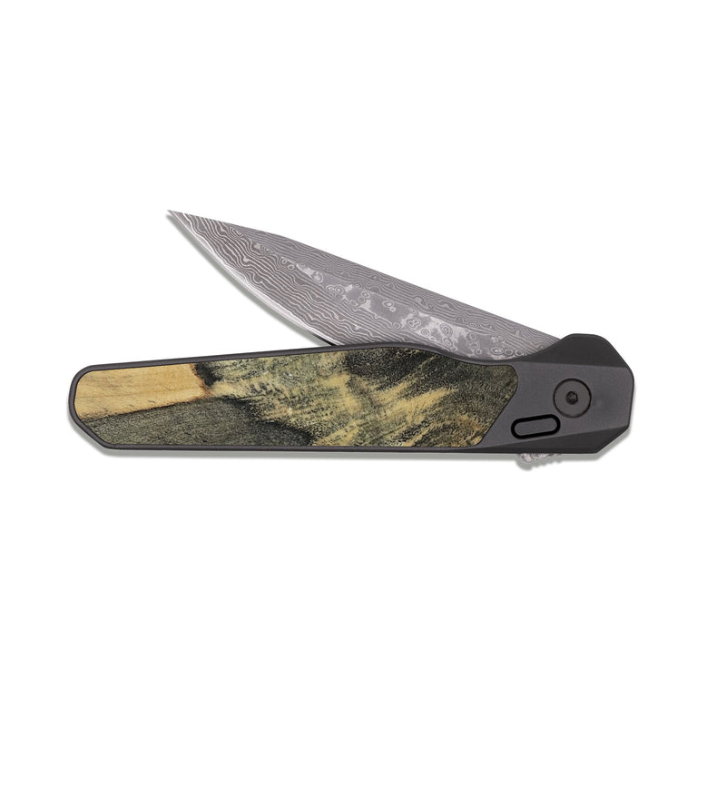 EDC Dark Damascus Wood Pocket Knife - Ivette (Teal & Gold, 809691)