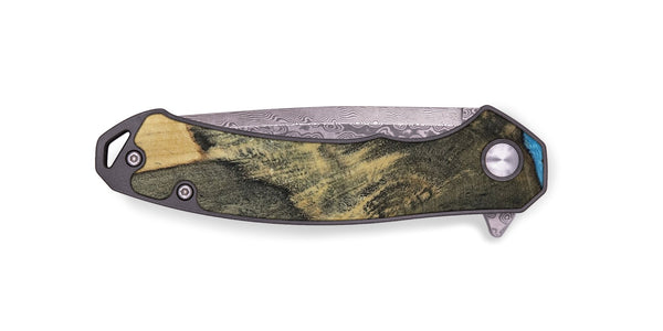 EDC Wood Pocket Knife - Ivette (Teal & Gold, 809691)