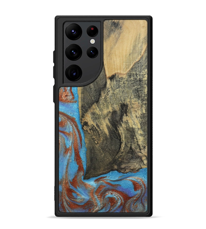 Galaxy S22 Ultra Wood Phone Case - Ivette (Teal & Gold, 809691)