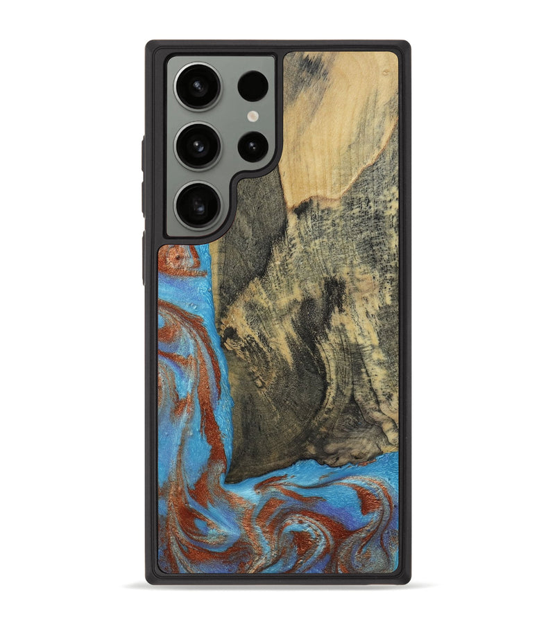 Galaxy S23 Ultra Wood Phone Case - Ivette (Teal & Gold, 809691)