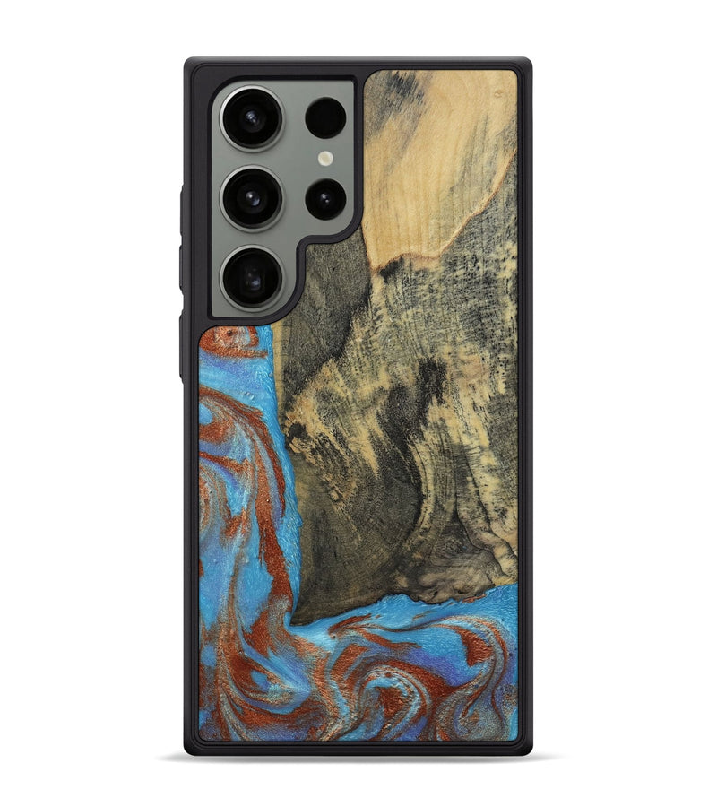 Galaxy S24 Ultra Wood Phone Case - Ivette (Teal & Gold, 809691)