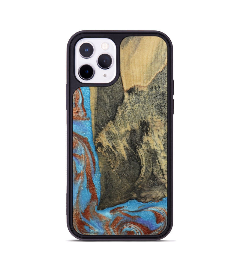 iPhone 11 Pro Wood Phone Case - Ivette (Teal & Gold, 809691)