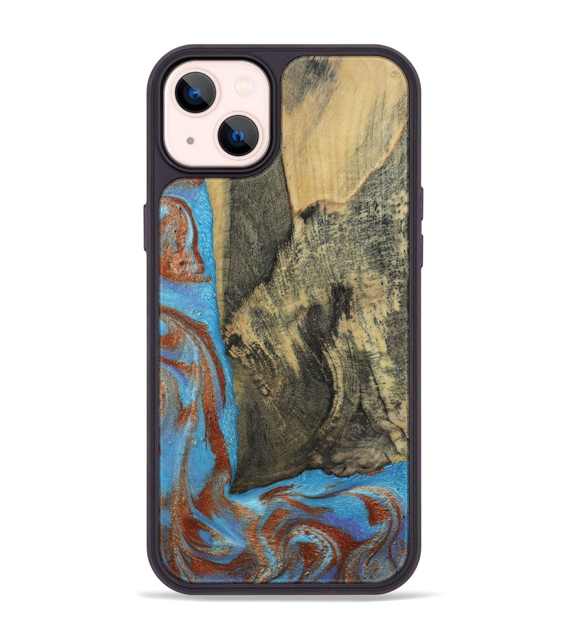 iPhone 14 Plus Wood Phone Case - Ivette (Teal & Gold, 809691)