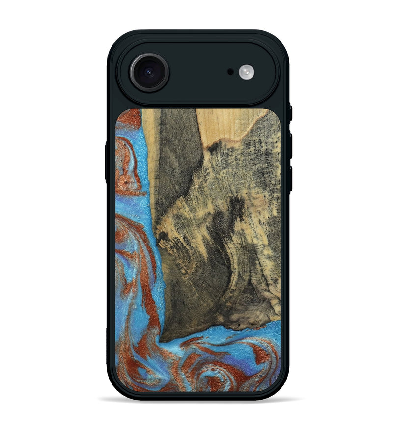 iPhone 17 Air Wood Phone Case - Ivette (Teal & Gold, 809691)