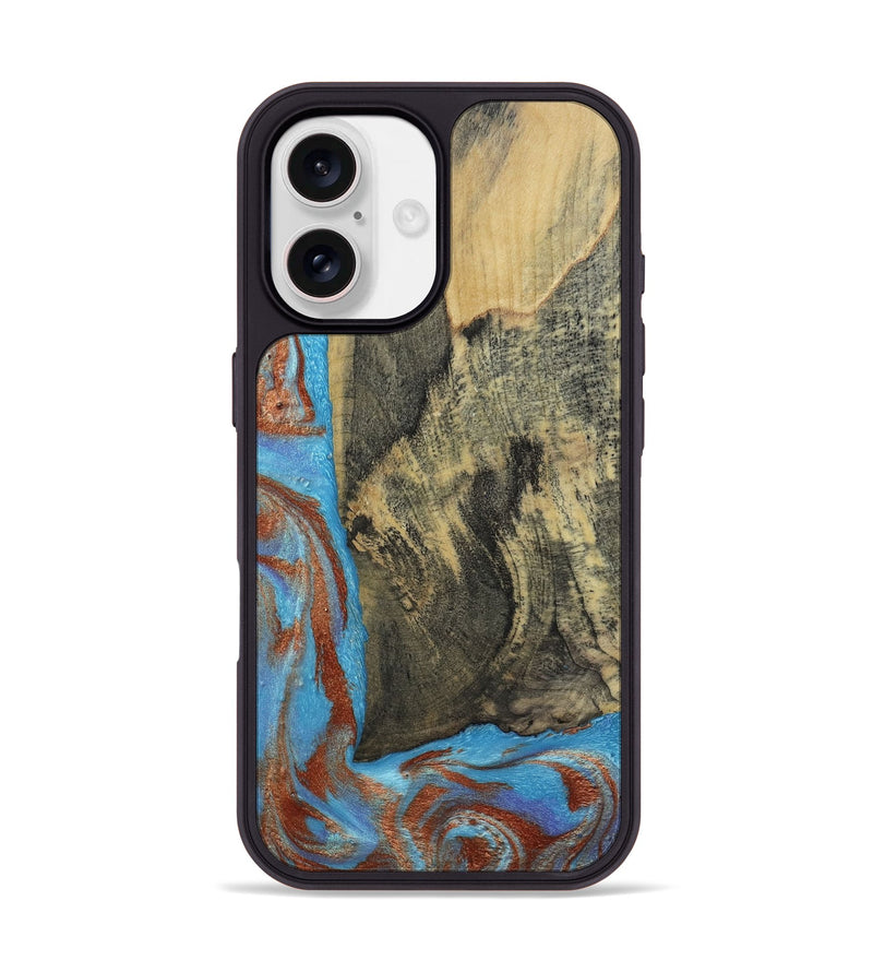 iPhone 17 Wood Phone Case - Ivette (Teal & Gold, 809691)