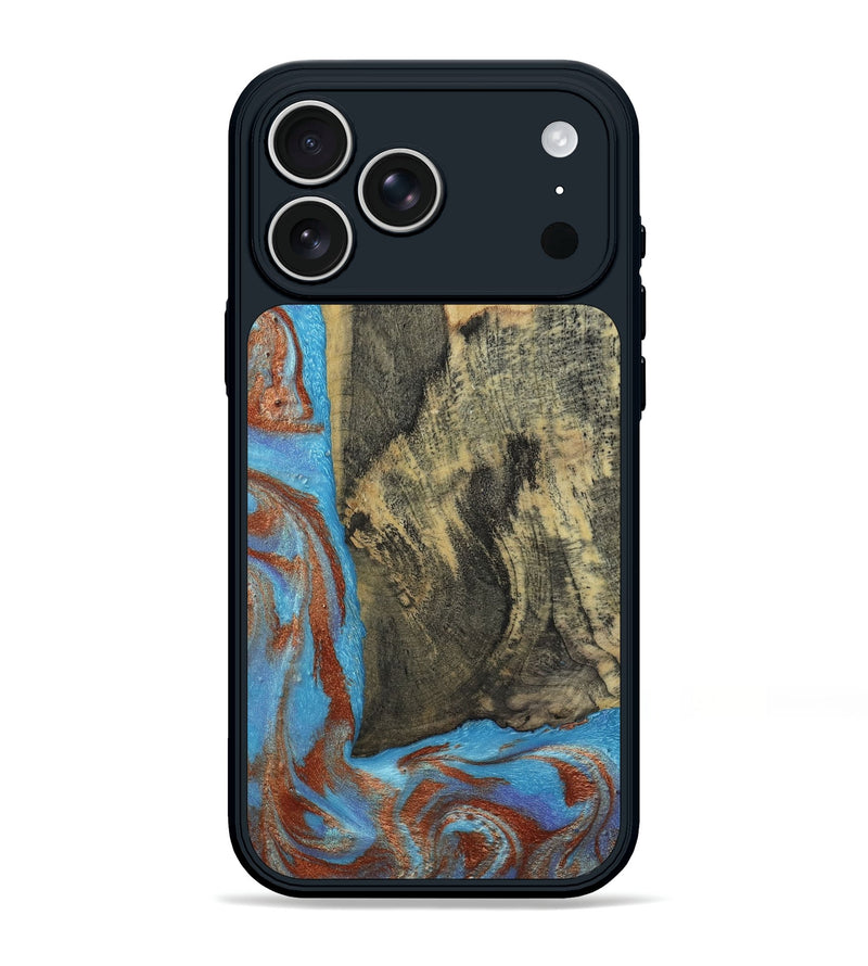 iPhone 17 Pro Max Wood Phone Case - Ivette (Teal & Gold, 809691)