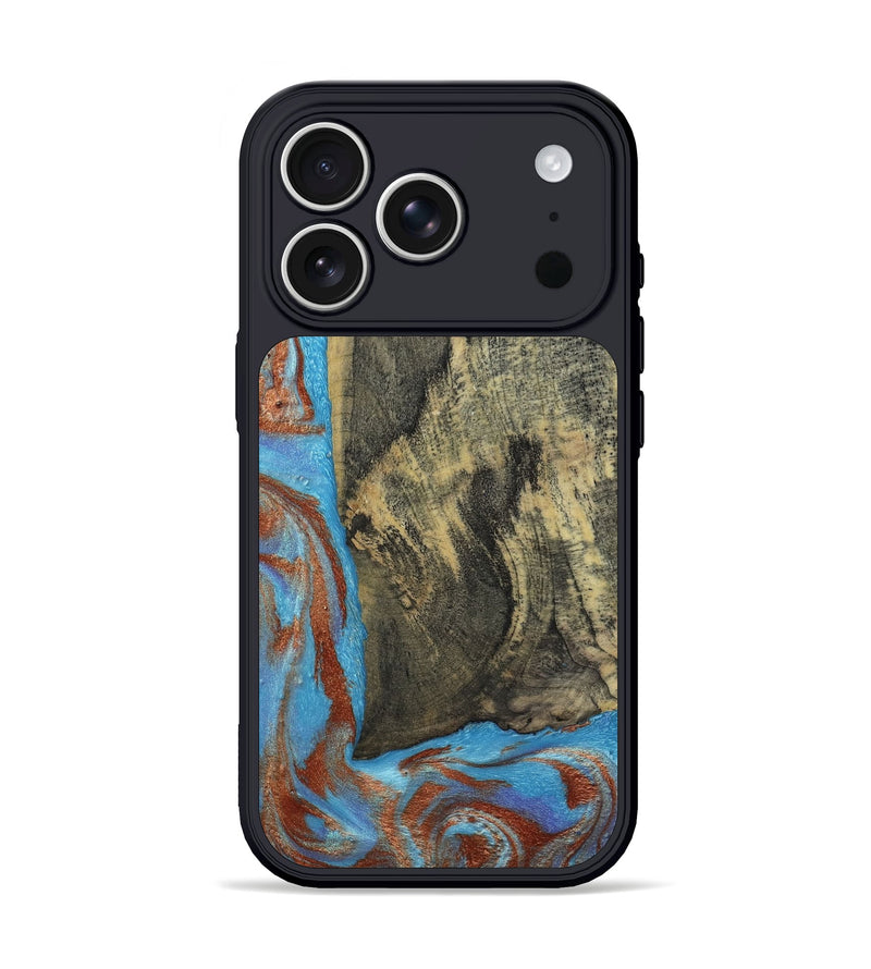 iPhone 17 Pro Wood Phone Case - Ivette (Teal & Gold, 809691)