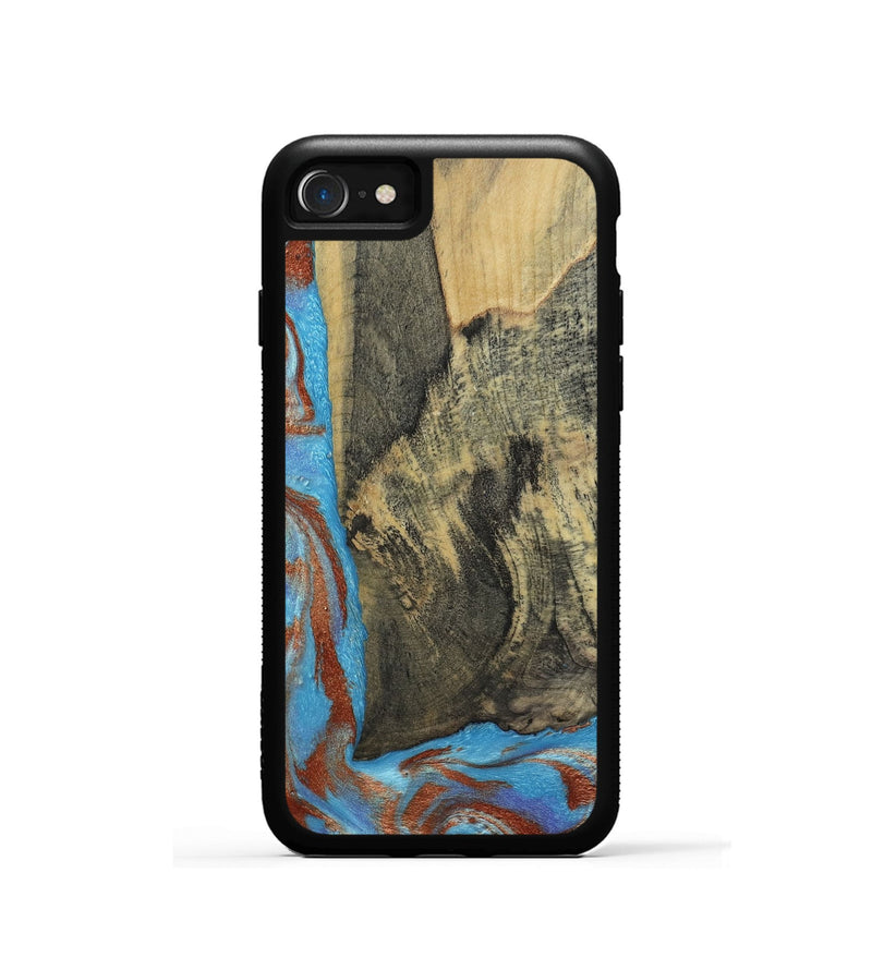 iPhone SE Wood Phone Case - Ivette (Teal & Gold, 809691)