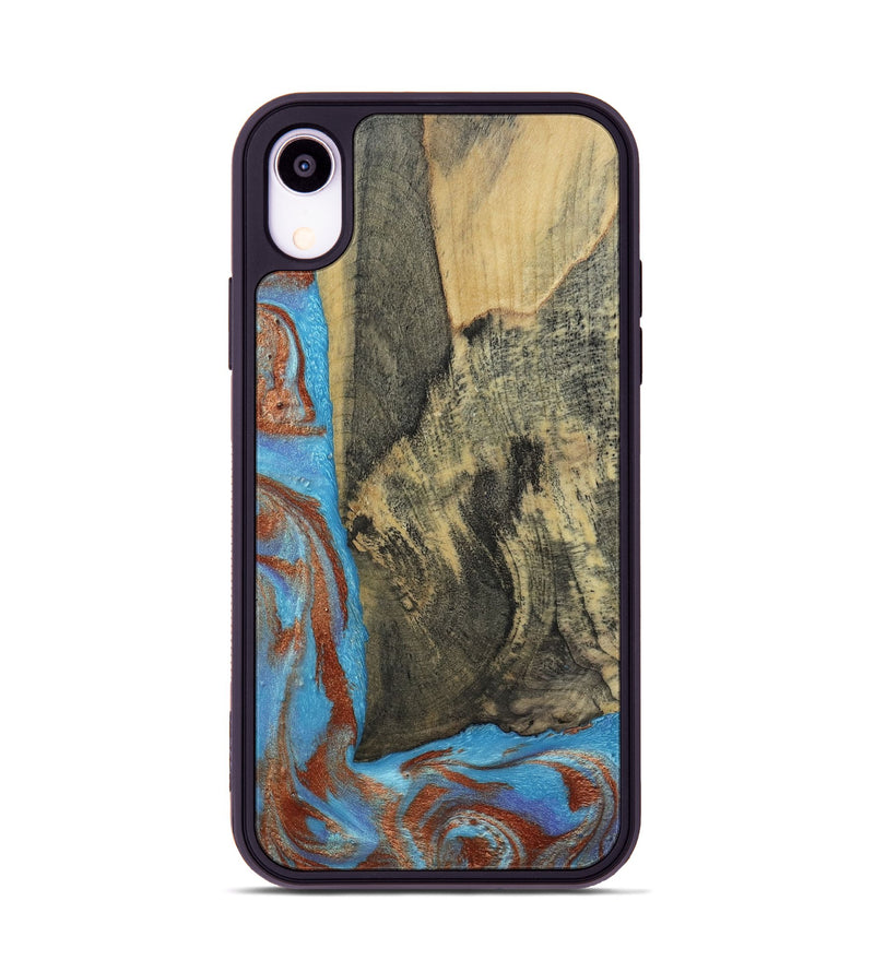 iPhone Xr Wood Phone Case - Ivette (Teal & Gold, 809691)