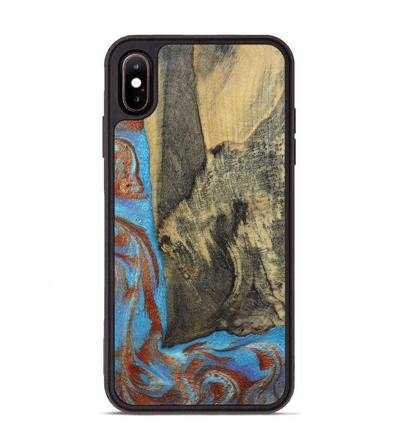 iPhone Xs Max Wood Phone Case - Ivette (Teal & Gold, 809691)