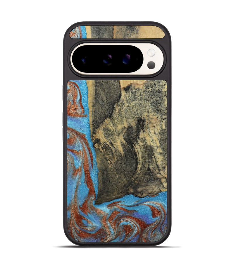 Pixel 9 Pro Wood Phone Case - Ivette (Teal & Gold, 809691)