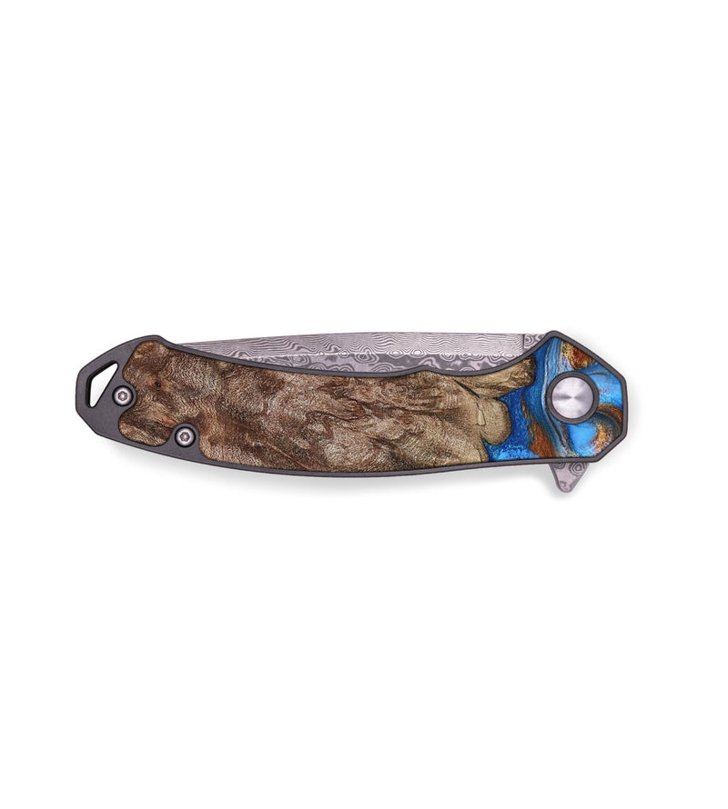 EDC Wood Pocket Knife - Dewey (Teal & Gold, 809692)
