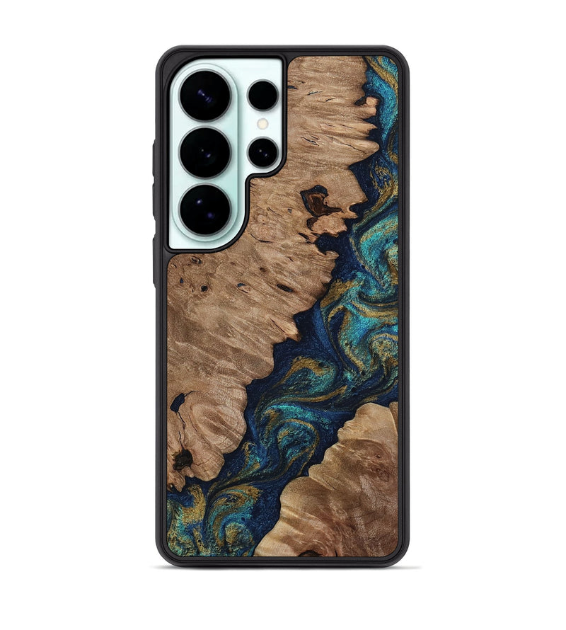 Galaxy S26 Ultra Wood Phone Case - Joretta (Teal & Gold, 809696)