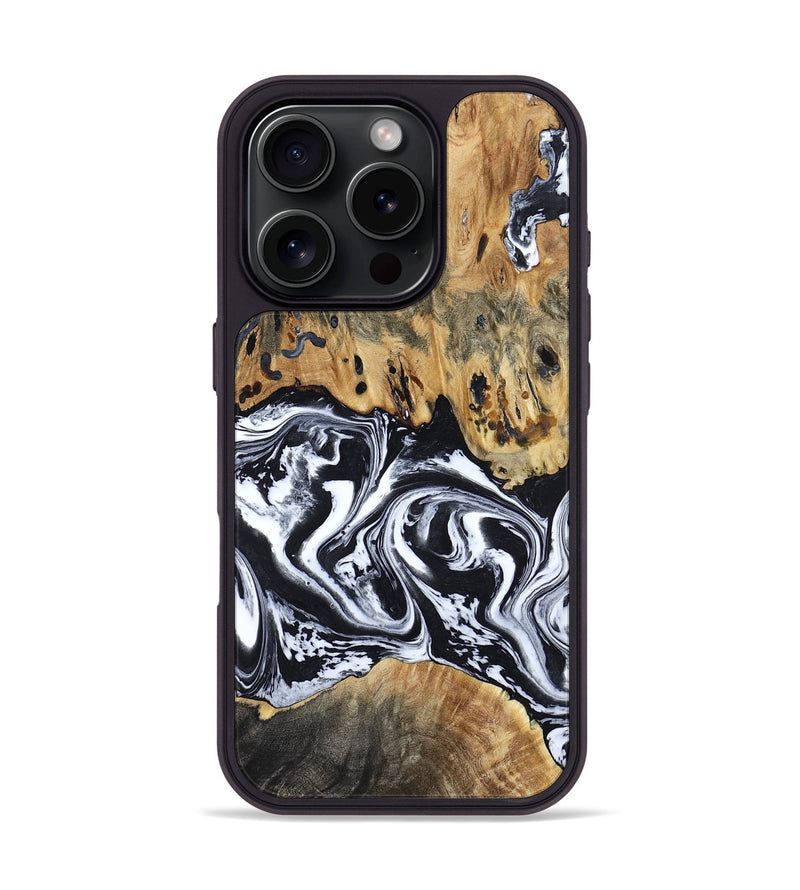 iPhone 16 Pro Wood Phone Case - Mohamed (Black & White, 809757)