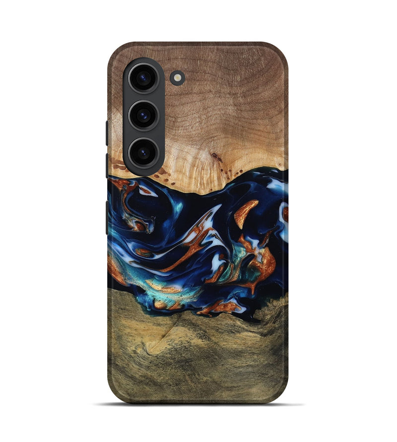 Galaxy S23 Wood Live Edge Phone Case - Adley (Teal & Gold, 809780)