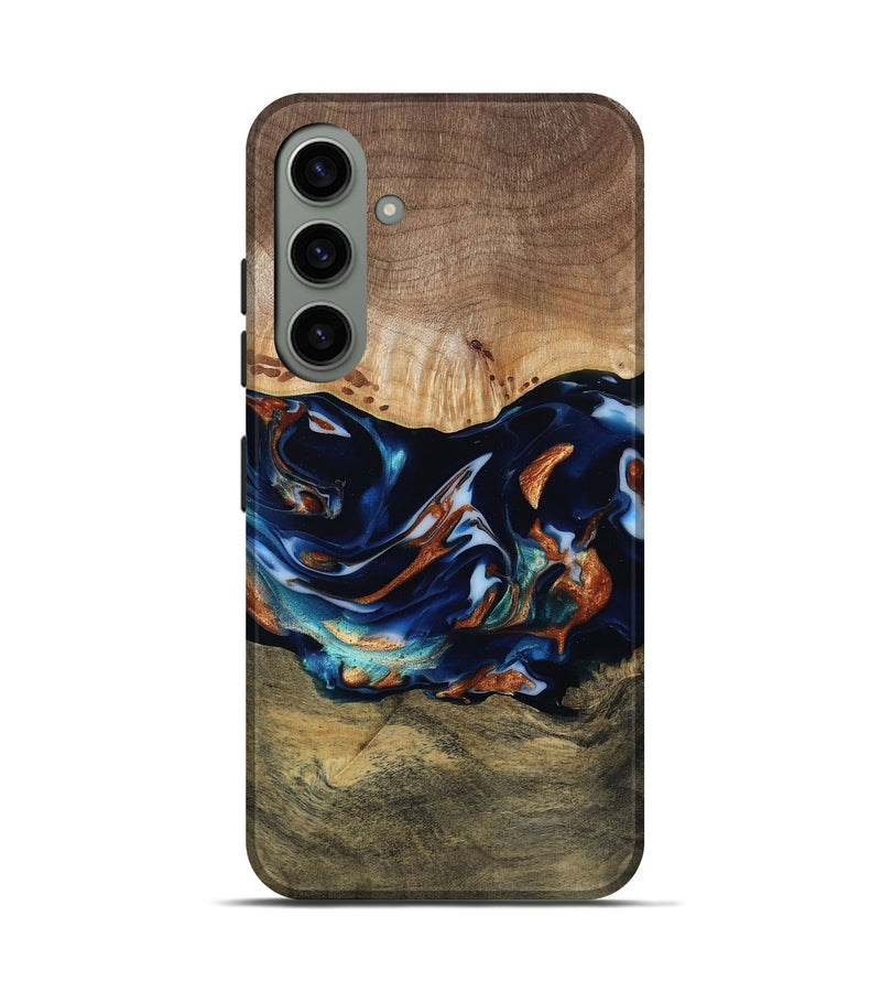 Galaxy S24 Wood Live Edge Phone Case - Adley (Teal & Gold, 809780)