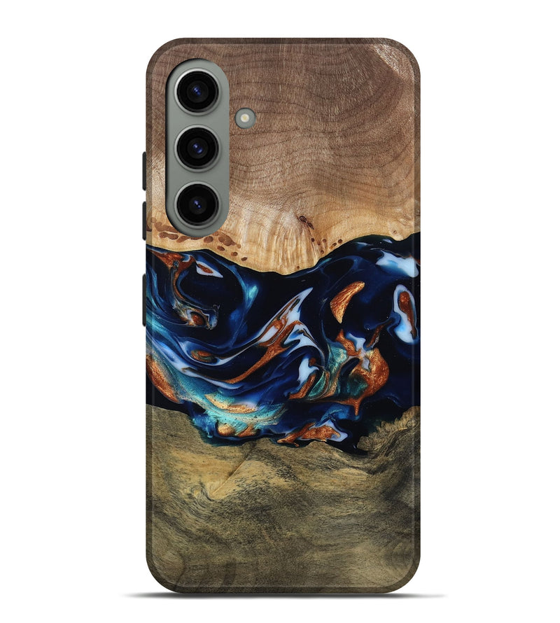 Galaxy S24 Plus Wood Live Edge Phone Case - Adley (Teal & Gold, 809780)