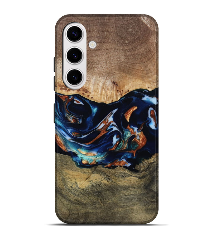 Galaxy S25 Plus Wood Live Edge Phone Case - Adley (Teal & Gold, 809780)