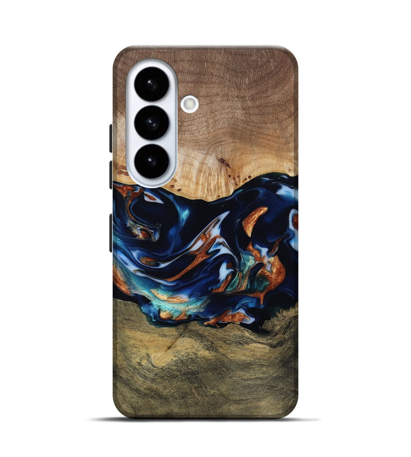 Galaxy S26 Wood Live Edge Phone Case - Adley (Teal & Gold, 809780)