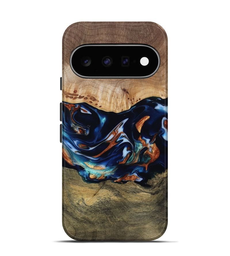 Pixel 11 Wood Live Edge Phone Case - Adley (Teal & Gold, 809780)