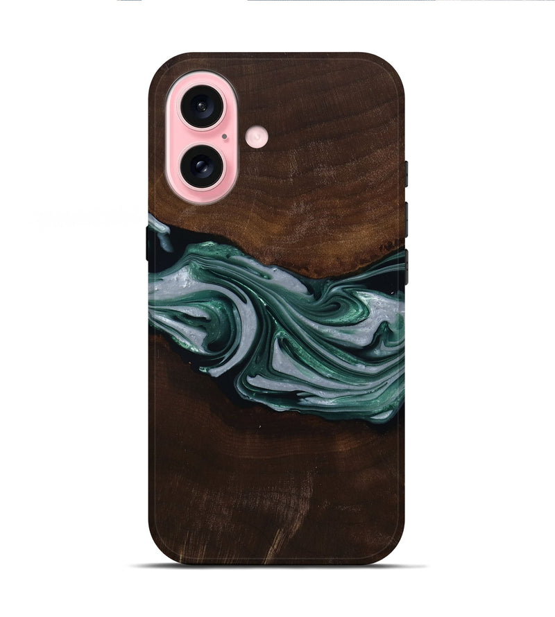 iPhone 16 Wood Live Edge Phone Case - Milan (Green, 809790)