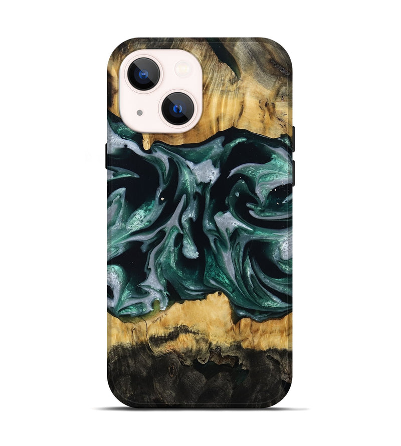 iPhone 14 Wood Live Edge Phone Case - Linnie (Green, 809792)