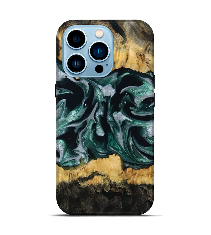 iPhone 14 Pro Wood Live Edge Phone Case - Linnie (Green, 809792)