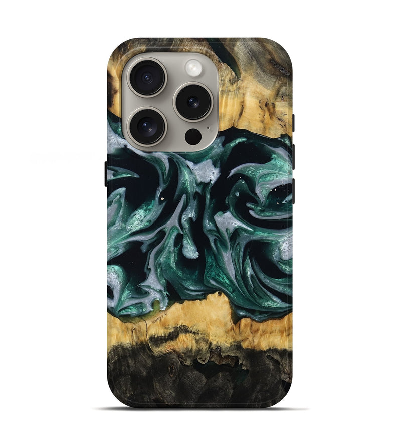 iPhone 16 Pro Wood Live Edge Phone Case - Linnie (Green, 809792)