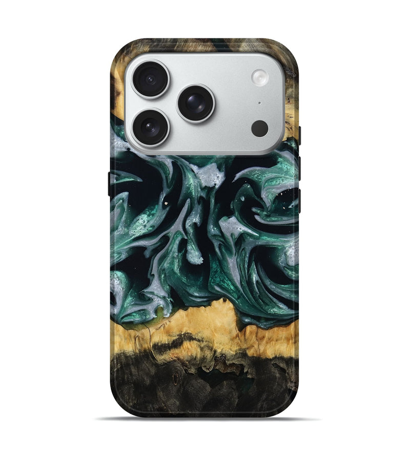 iPhone 18 Pro Wood Live Edge Phone Case - Linnie (Green, 809792)