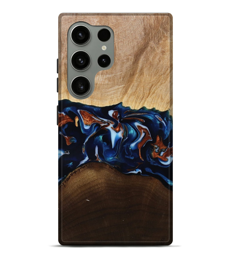 Galaxy S24 Ultra Wood Live Edge Phone Case - Jeromy (Teal & Gold, 809797)