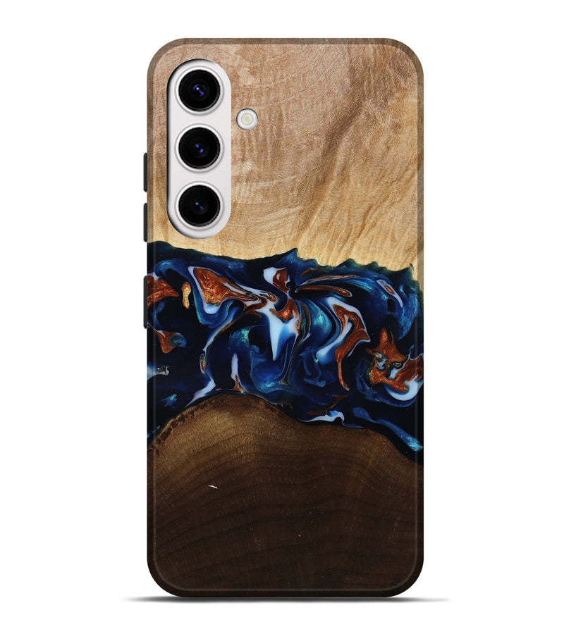 Galaxy S25 Plus Wood Live Edge Phone Case - Jeromy (Teal & Gold, 809797)