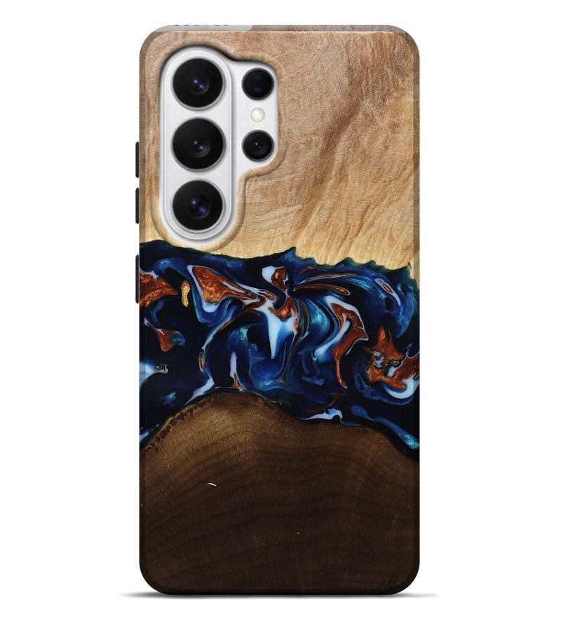 Galaxy S26 Ultra Wood Live Edge Phone Case - Jeromy (Teal & Gold, 809797)