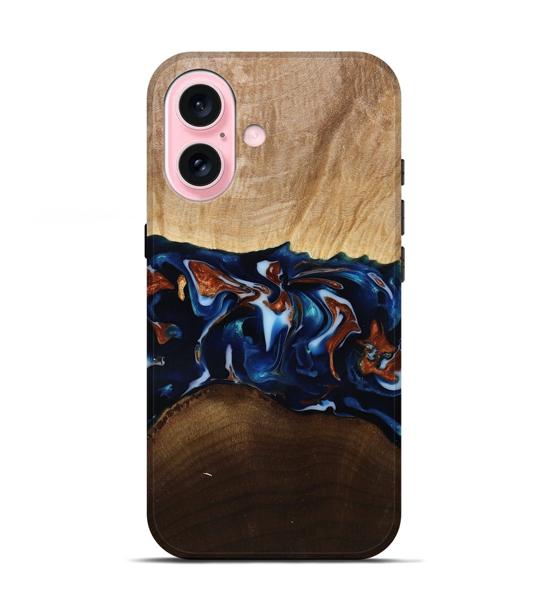 iPhone 17 Wood Live Edge Phone Case - Jeromy (Teal & Gold, 809797)