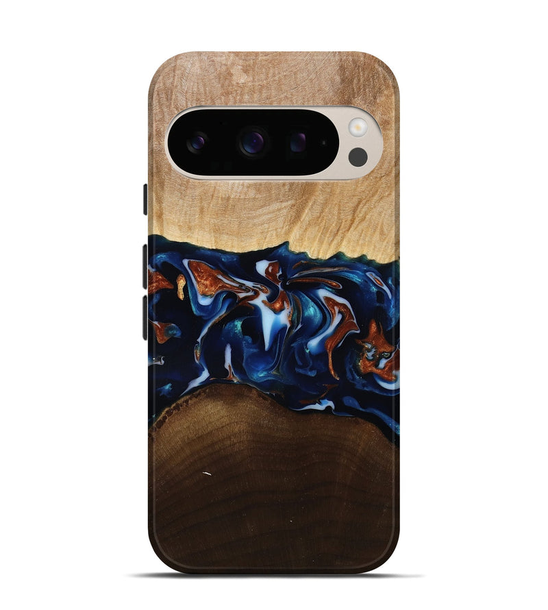 Pixel 10 Wood Live Edge Phone Case - Jeromy (Teal & Gold, 809797)