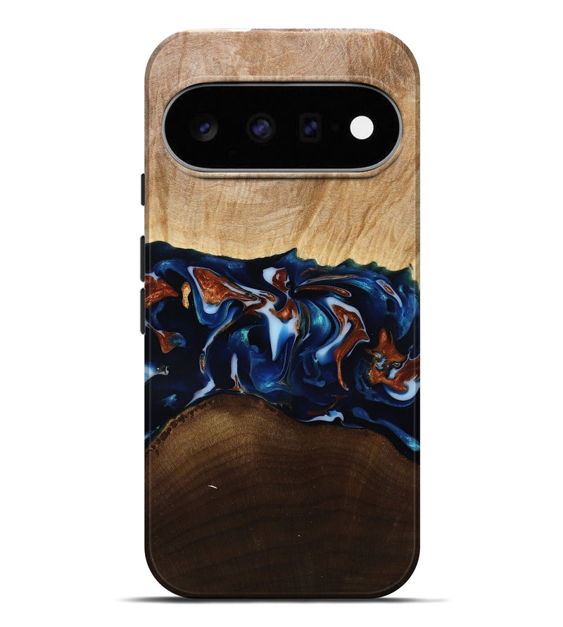 Pixel 11 Pro XL Wood Live Edge Phone Case - Jeromy (Teal & Gold, 809797)