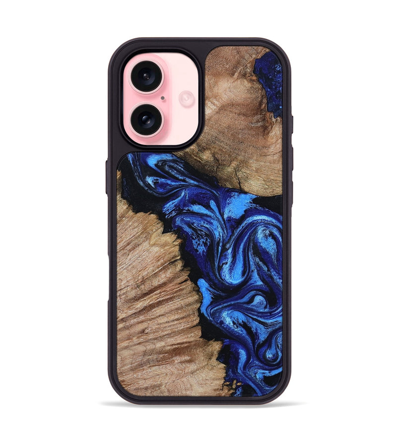 iPhone 16 Wood Phone Case - Logan (Blue, 809831)