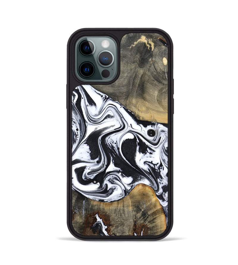 iPhone 12 Pro Wood Phone Case - Lorrie (Black & White, 809894)
