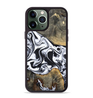 iPhone 13 Pro Max Wood Phone Case - Lorrie (Black & White, 809894)