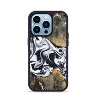 iPhone 14 Pro Wood Phone Case - Lorrie (Black & White, 809894)