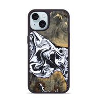 iPhone 15 Wood Phone Case - Lorrie (Black & White, 809894)