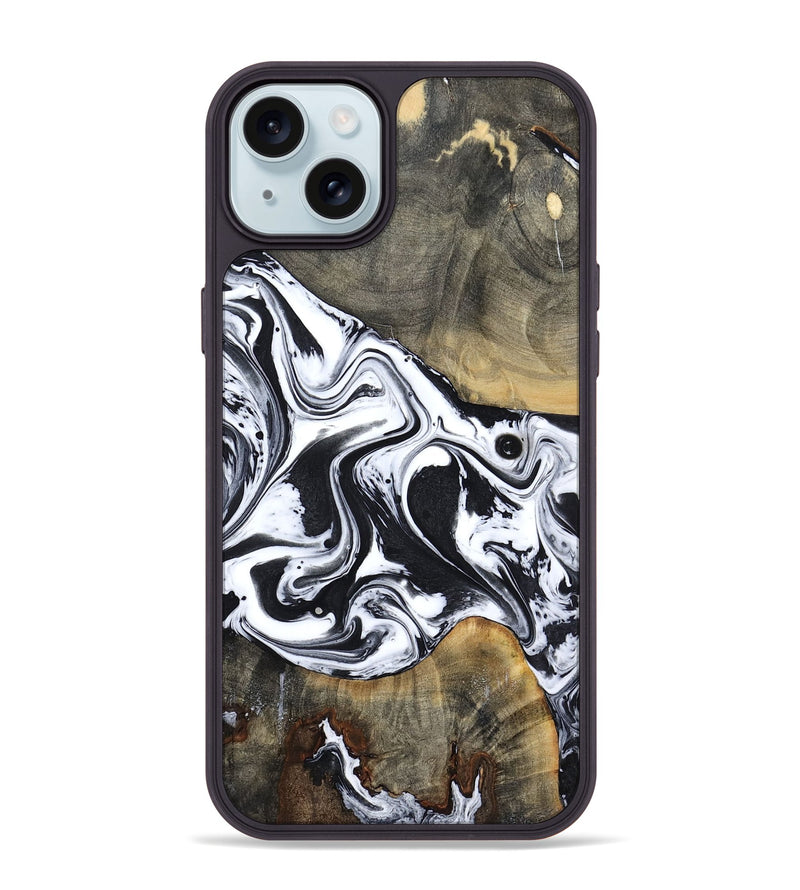 iPhone 15 Plus Wood Phone Case - Lorrie (Black & White, 809894)
