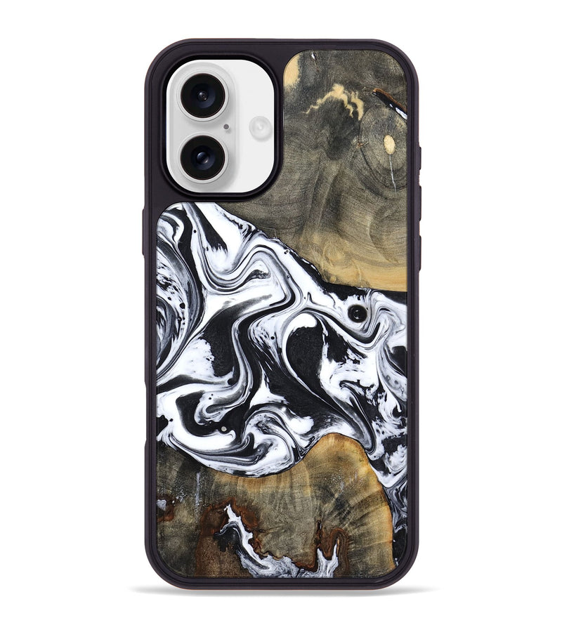 iPhone 16 Plus Wood Phone Case - Lorrie (Black & White, 809894)