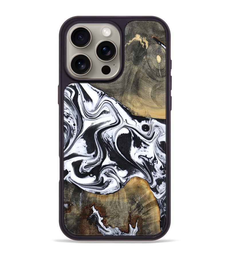 iPhone 16 Pro Max Wood Phone Case - Lorrie (Black & White, 809894)