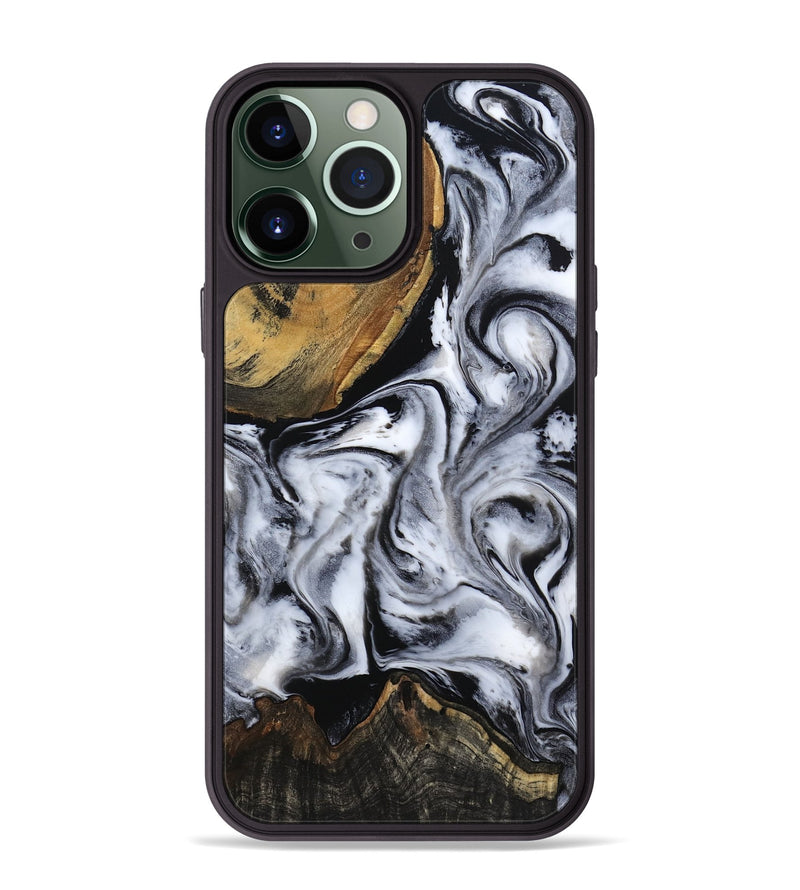 iPhone 13 Pro Max Wood Phone Case - Ace (Black & White, 809895)
