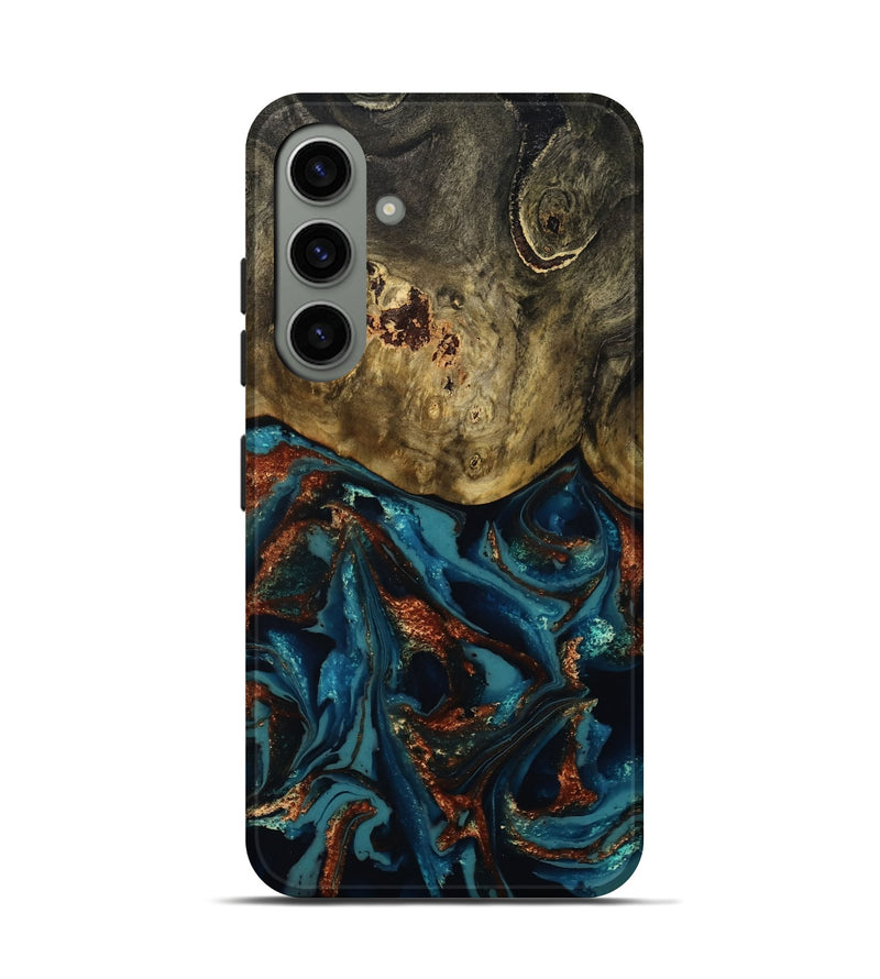 Galaxy S24 Wood Live Edge Phone Case - Camila (Teal & Gold, 809906)