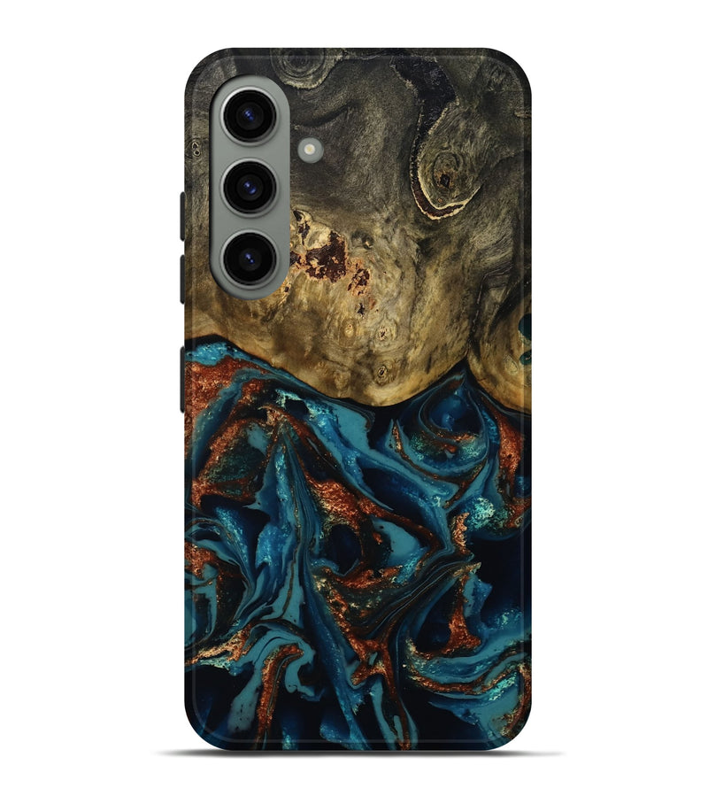 Galaxy S24 Plus Wood Live Edge Phone Case - Camila (Teal & Gold, 809906)