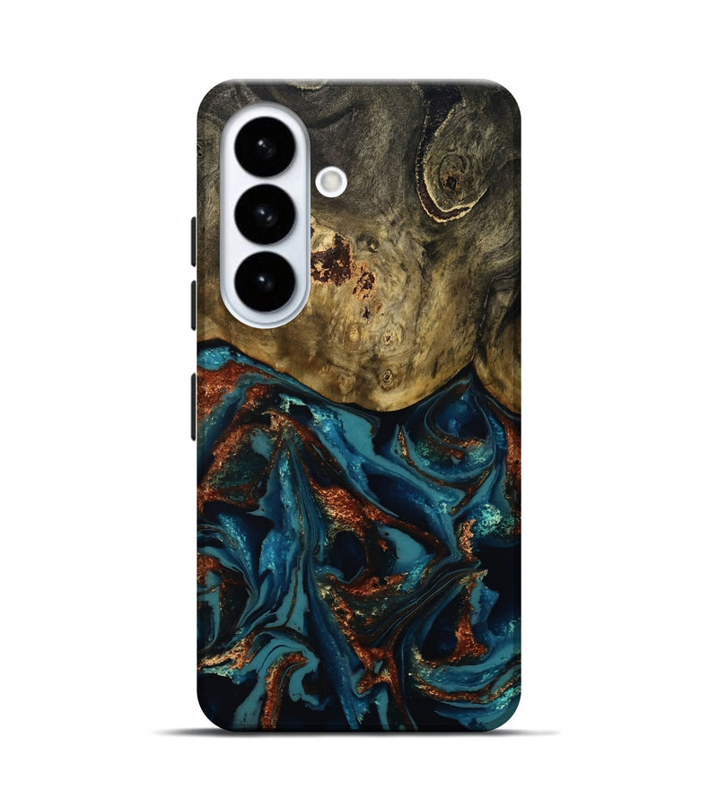 Galaxy S26 Wood Live Edge Phone Case - Camila (Teal & Gold, 809906)