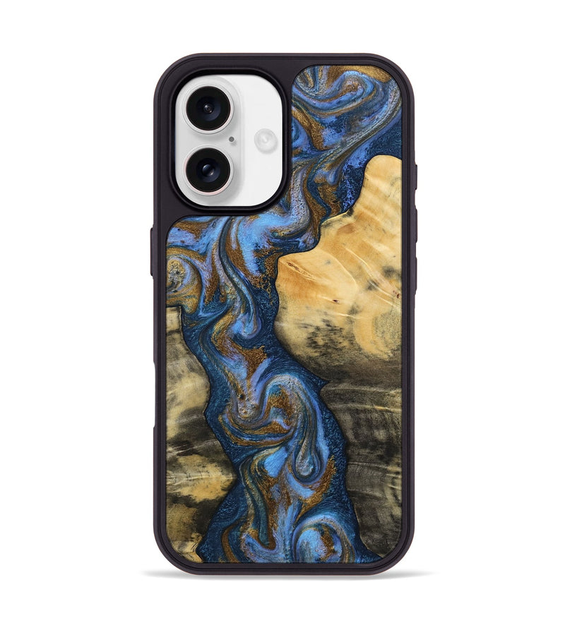 iPhone 17 Wood Phone Case - Gaye (Teal & Gold, 810129)