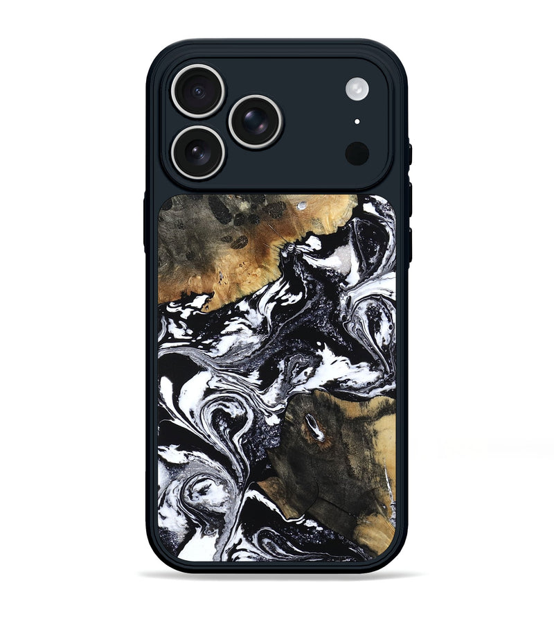 iPhone 17 Pro Max Wood Phone Case - Holli (Black & White, 810141)